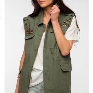 BDG Urban Outfitters Studded Olive Green Sleeveless Vest
